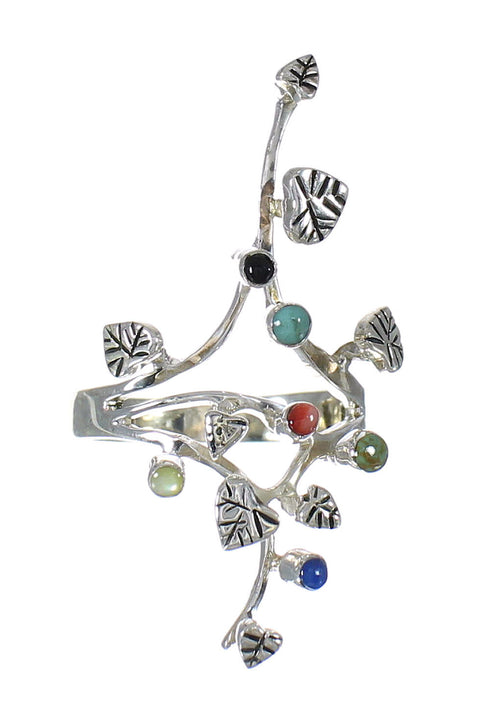 Southwestern Silver Multicolor Jewelry Ring Size 5 YX75152